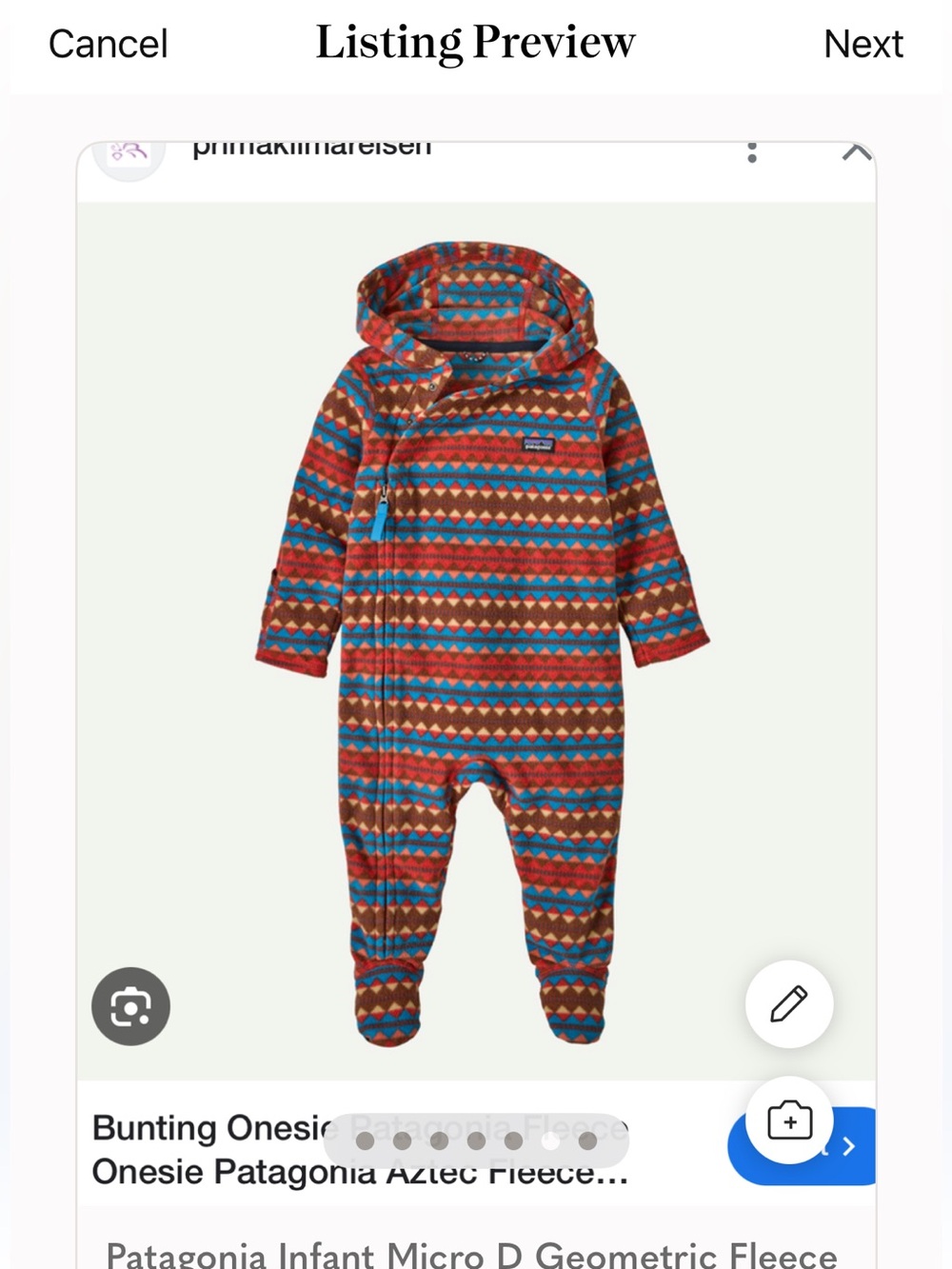 Patagonia micro fleece d bunting one piece. Size 3-6.never worn, no tags.